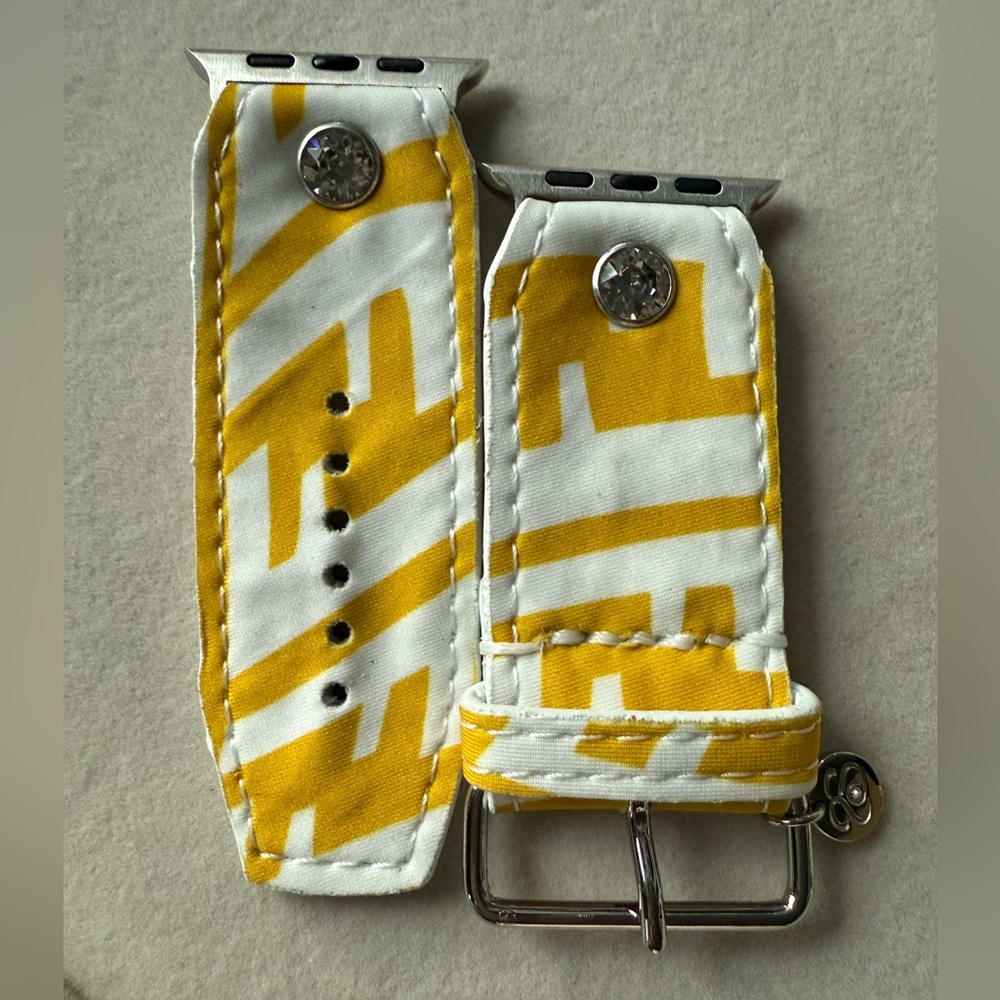 Yellow and White Fisheye F3ndi Apple Watch Band